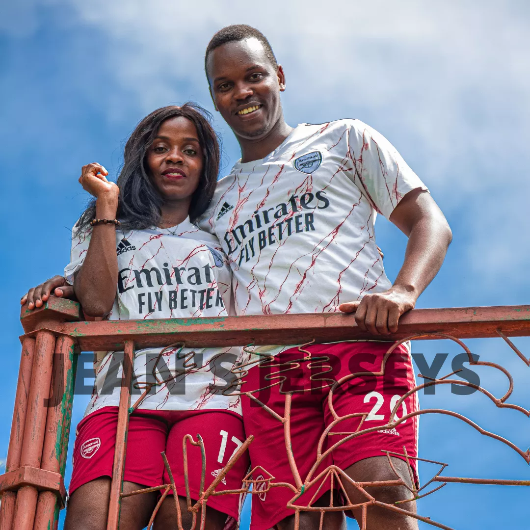 couple with custom branded jerseys